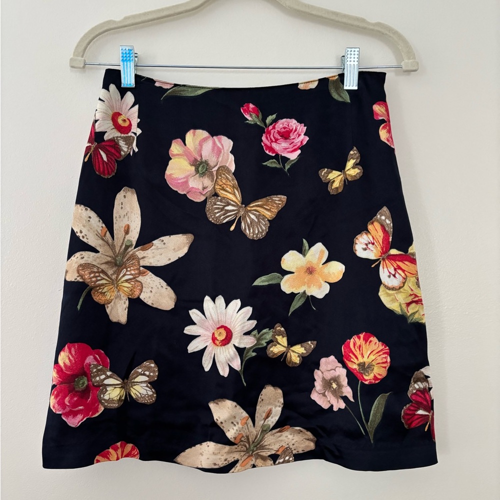 Dorothy Schoeln Platinum Butterfly Flower Skirt 27 inch Waist small